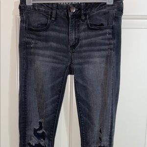 AEO black skinny ripped jeans (jeggins)